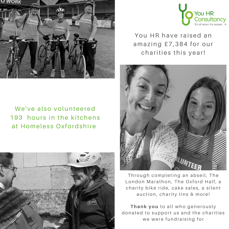 You HR raised an amazing £7,384 for our charities this year and volunteered 193 hours in the kitchens at Homeless Oxfordshire.