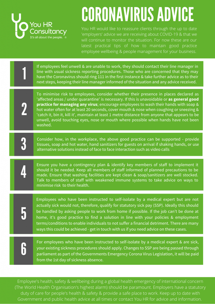 You HR Consultancy's Coronavirus advice for employers